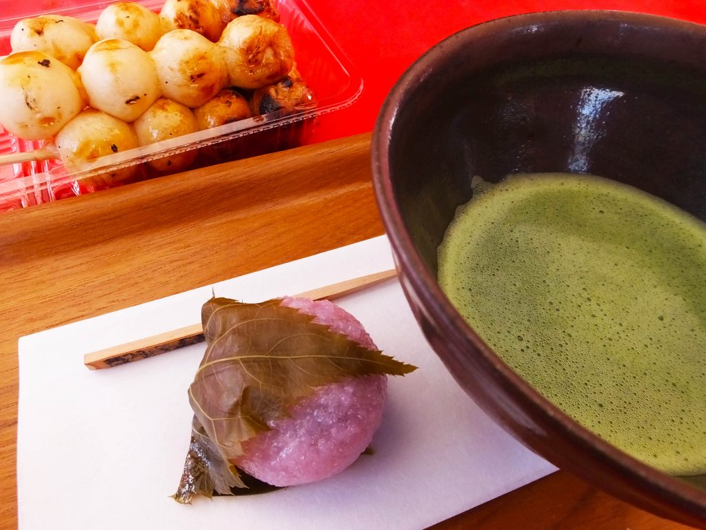 Japanese sweets and matcha green tea