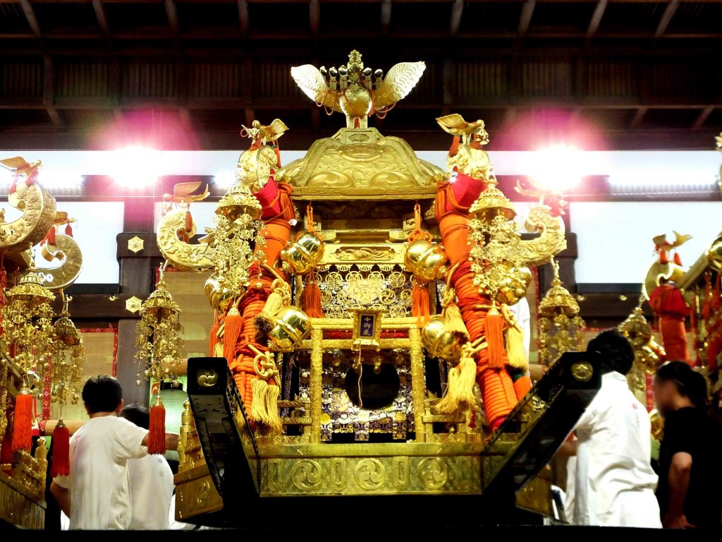 the mikoshi decorated as usual